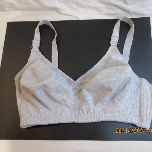 BALI ADORABLE BRA~ BOW & SATIN STRAPS~36DD #3036, 85% COTTON & 15%SPANDEX GRAY - Picture 7 of 13